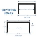 16x12 Trenton Modern Steel Pergola With Sail Shade Soft Canopy - Image 2