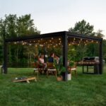 16x12 Trenton Modern Steel Pergola With Sail Shade Soft Canopy - Image 9