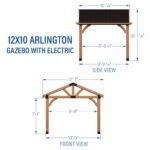 12x10 Arlington Gazebo with Electric - Lt Brown - Image 2