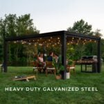 16x12 Trenton Modern Steel Pergola With Sail Shade Soft Canopy - Image 5