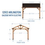 12x12 Arlington Gazebo with Electric - Lt Brown - Image 2