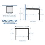 10x10 Evanston Wall Mounted Louvered Pergola - Image 4