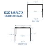 10x10 Sarasota Steel Louvered Pergola - Image 2