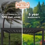 16x12 Trenton Modern Steel Pergola With Sail Shade Soft Canopy - Image 3