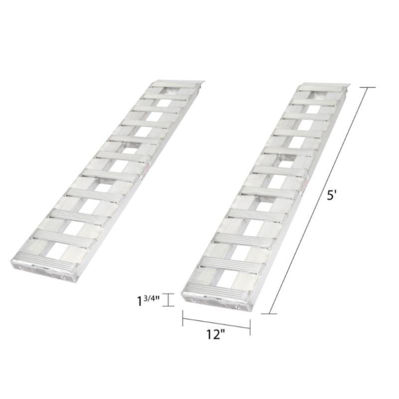 HD Ramps 5' x 12" Hook & Plate Hybrid End Aluminum Car Trailer Ramps 3000 lbs Capacity - Image 4