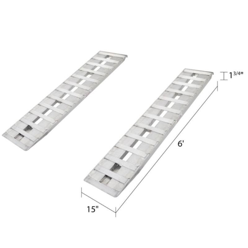 HD Ramps 6' x 15" Hook End Aluminum Car Trailer Ramps 4000 lbs Capacity - Image 2