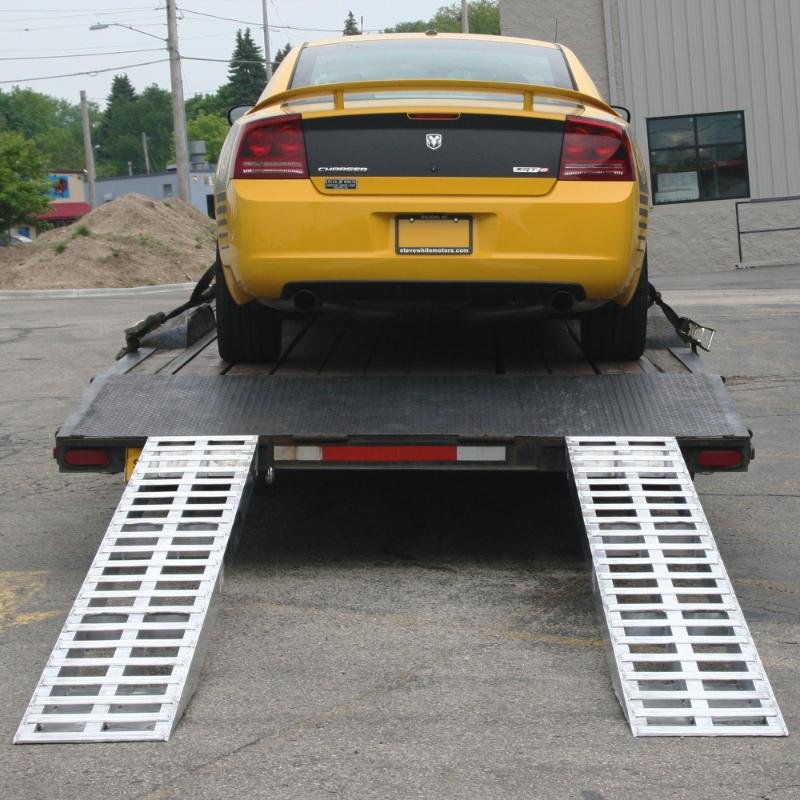 HD Ramps 7' 10" L x 15" W Aluminum Hook End Car Trailer Ramps Low-Profile 5,000 lb. Capacity - Image 3