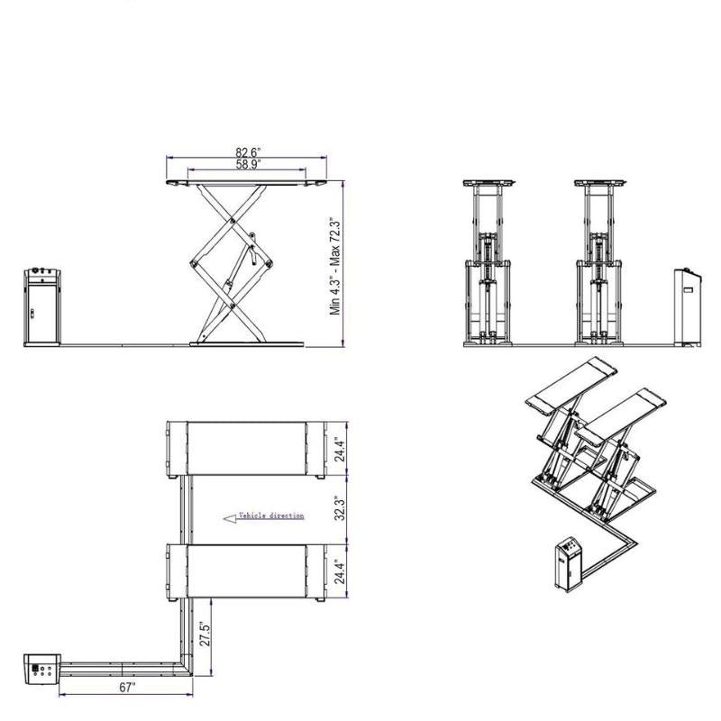 KATOOL KT-X95 Full Rise Scissor Lift – Flush-Mount 8000 lb Capacity Lift with CE Certification and Space-Saving Design - Image 5