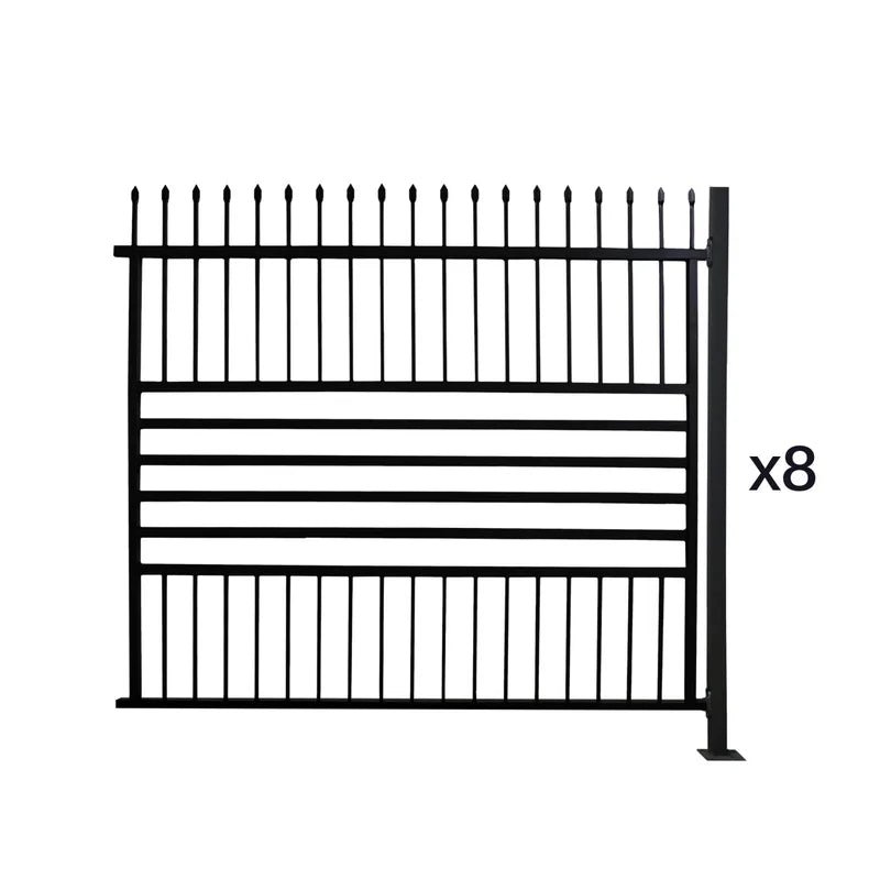 Aleko_Berlin_Fence_Kit_SET2X4Fence6x8ST2-AP Aleko Berlin - Commercial Grade 8-Panel Steel Fence Kit - 8x6 ft. Each - Image 1