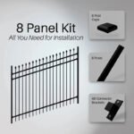 Aleko Tokyo - Commercial Grade 8-Panel Steel Fence Kit for Sloped Ground - 8x6 ft. Each - Image 5