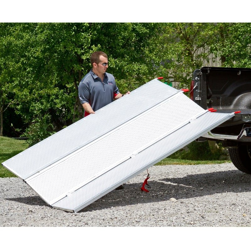 Black Widow Aluminum Extra-Wide Punch Plate Folding ATV Ramp 7' 10" L x 54" W with 1,500 lbs Capacity - Image 5
