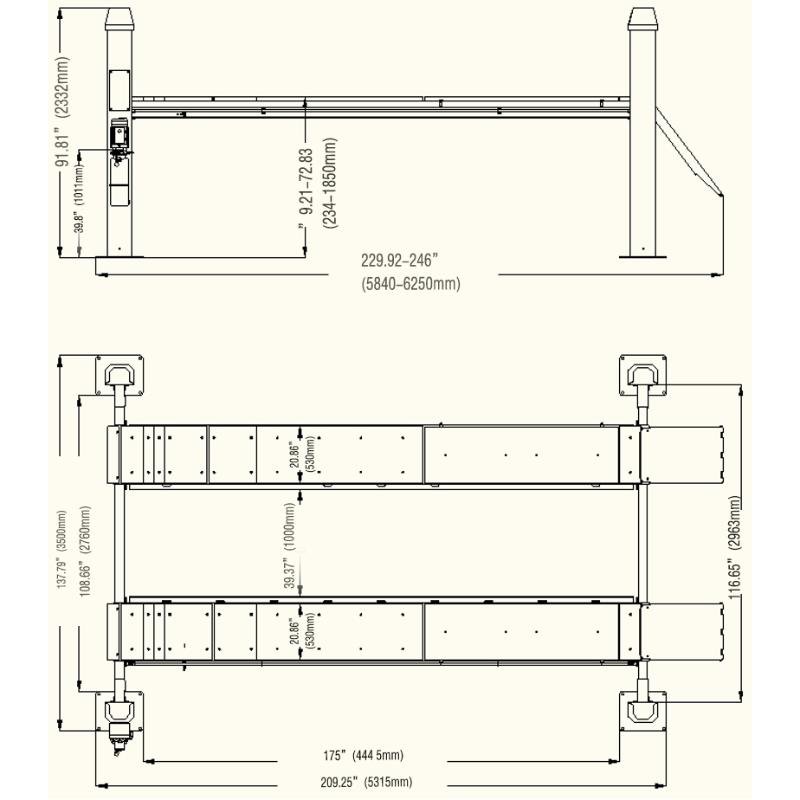 KATOOL KT-4H150 4-Post Alignment Lift 15,000 lb Capacity Rolling Jack Included - Image 4