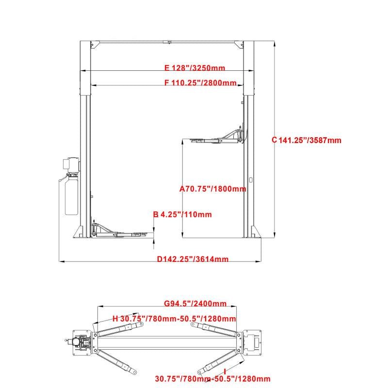 KATOOL KT-M110 Two Post Clear-Floor Vehicle Lift 11,000 lbs Capacity - Image 5