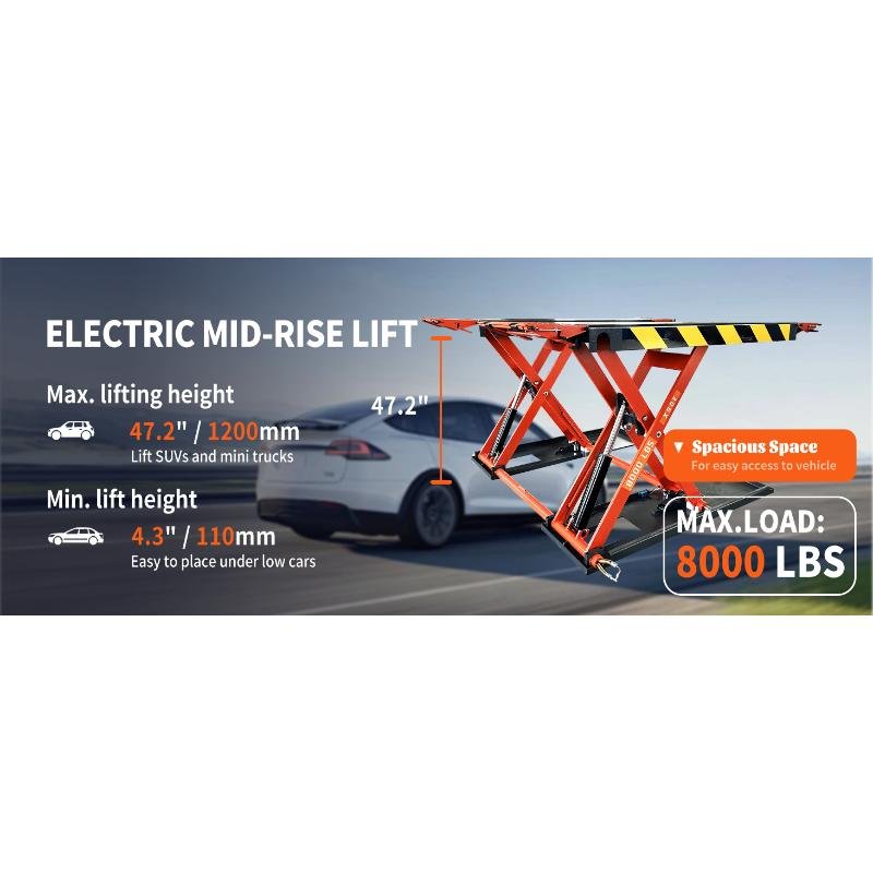 KATOOL X90E Mid-Rise Scissor Lift Electric 110V, 8000 lb Capacity - Image 6