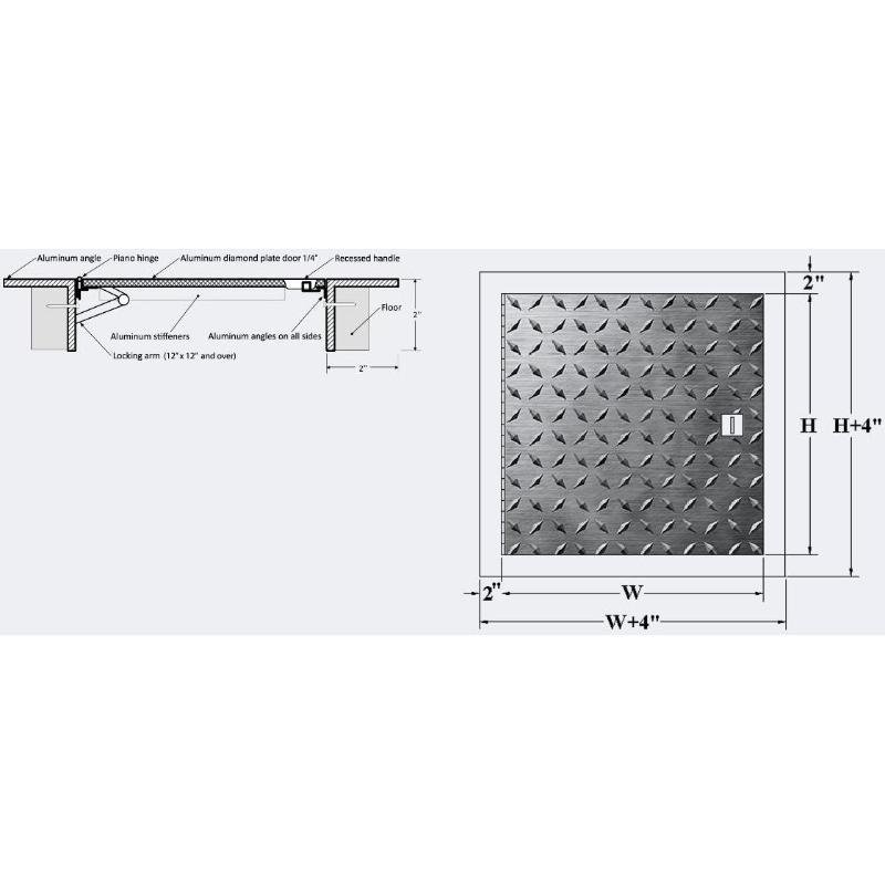 Cendrex Key Operated Flush Aluminum Floor Hatch with Exposed Flange - Custom Size - Image 3