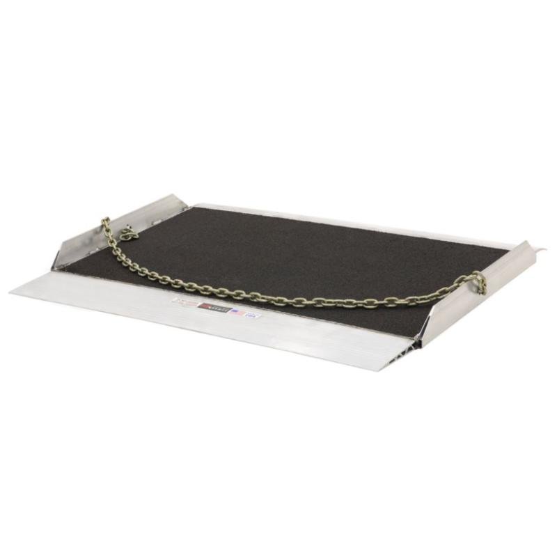 Lightweight_Aluminum_Dock_Board_DB-20-63-48-GRIT_with_chains HD Ramps Lightweight Aluminum Dock Board 4' L x 5.25' W with 20,000 lbs Capacity - Image 1