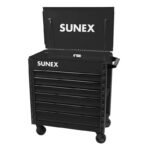 Sunex Tools 8056FD premium service cart in black with lid open