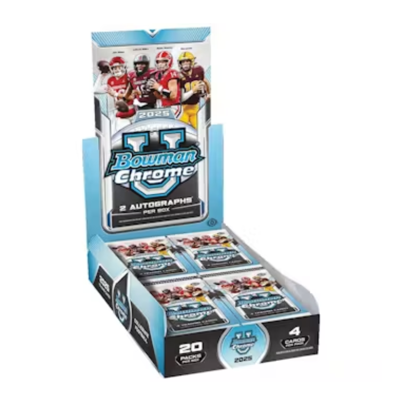 resizingforshopify-2025-10-24T115310.730_160db3bf-ef3b-4496-93b5-e00d4060bf71 2025 Bowman University Chrome Football Hobby Box - Image 1