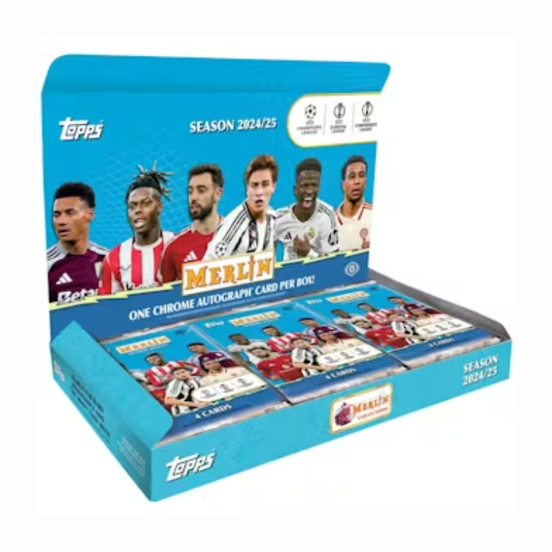 resizingforshopify-2025-12-12T115508.644 2024/25 Topps Chrome Merlin UEFA Club Competitions Soccer Hobby 12 Box Case - Image 1
