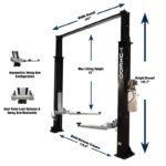 Tuxedo TP9KAC-TUX 9,000 lb Two Post Clear Floor - Asymmetric - Image 3