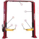 Launch Tech USA TLT240SC 9,000 lb Two Post Clear Floor - Asymmetric - RED - Image 9