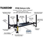 Tuxedo FP8K-DX 8,000 lb Deluxe Storage Lift - Poly casters, drip trays, jack... - Image 4