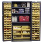 Vestil Storage Cabinet Steel/Plastic with 132 Yellow Bins 36 In. Width x 24 In. Depth x 72 In. Height Gray - Image 2