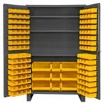 Vestil Storage Cabinet Steel/Plastic with 137 Yellow Bins 48 In. Width x 24 In. Depth x 78 In. Height Gray