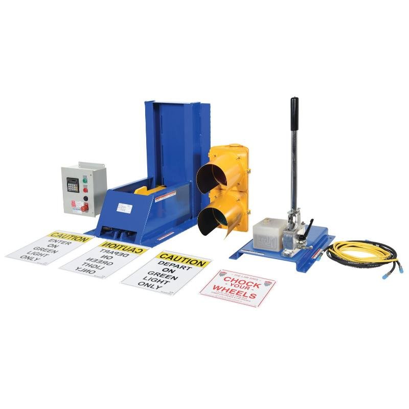 Trailer_Lock_System_Steel_Hydraulic_Hand_Pump_with_Aluminum_Light_Package_Blue_Yellow_TL-200-HP-F Vestil Trailer Lock System Steel Hydraulic Hand Pump with Aluminum Light Package Blue / Yellow - Image 1